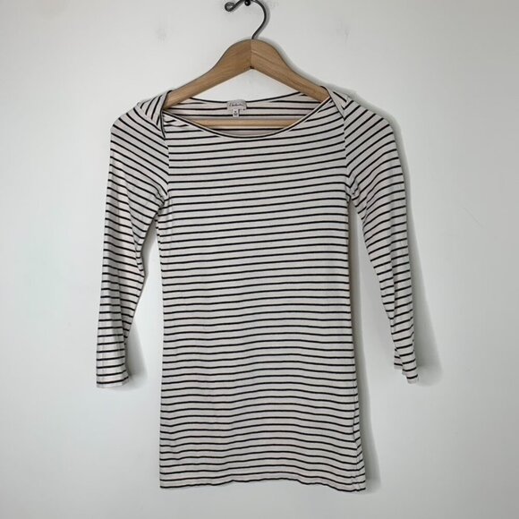 Aritzia Babaton Stripe T-shirt Top 3/4 Length sleeve Stretch Cotton Size XS - Picture 11 of 16